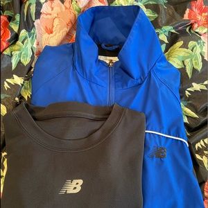 NEW BALANCE Jacket & Shirt Set Blue & Black Zip Front After Workout M Excellent